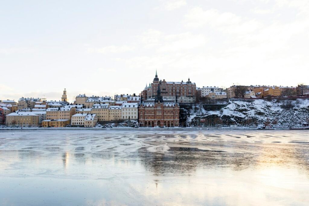 Stockholm waterfront in winter