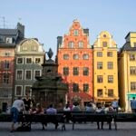 Colourful merchant houses on Stortorget square in Gamla Stan, Stockholm